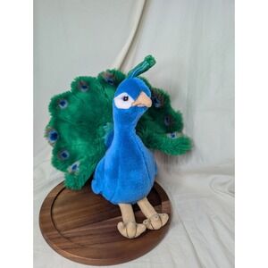 FAO Schwarz Peacock Plush Bird Stuffed Animal Toy Schwartz Blue Green Zoo Animal